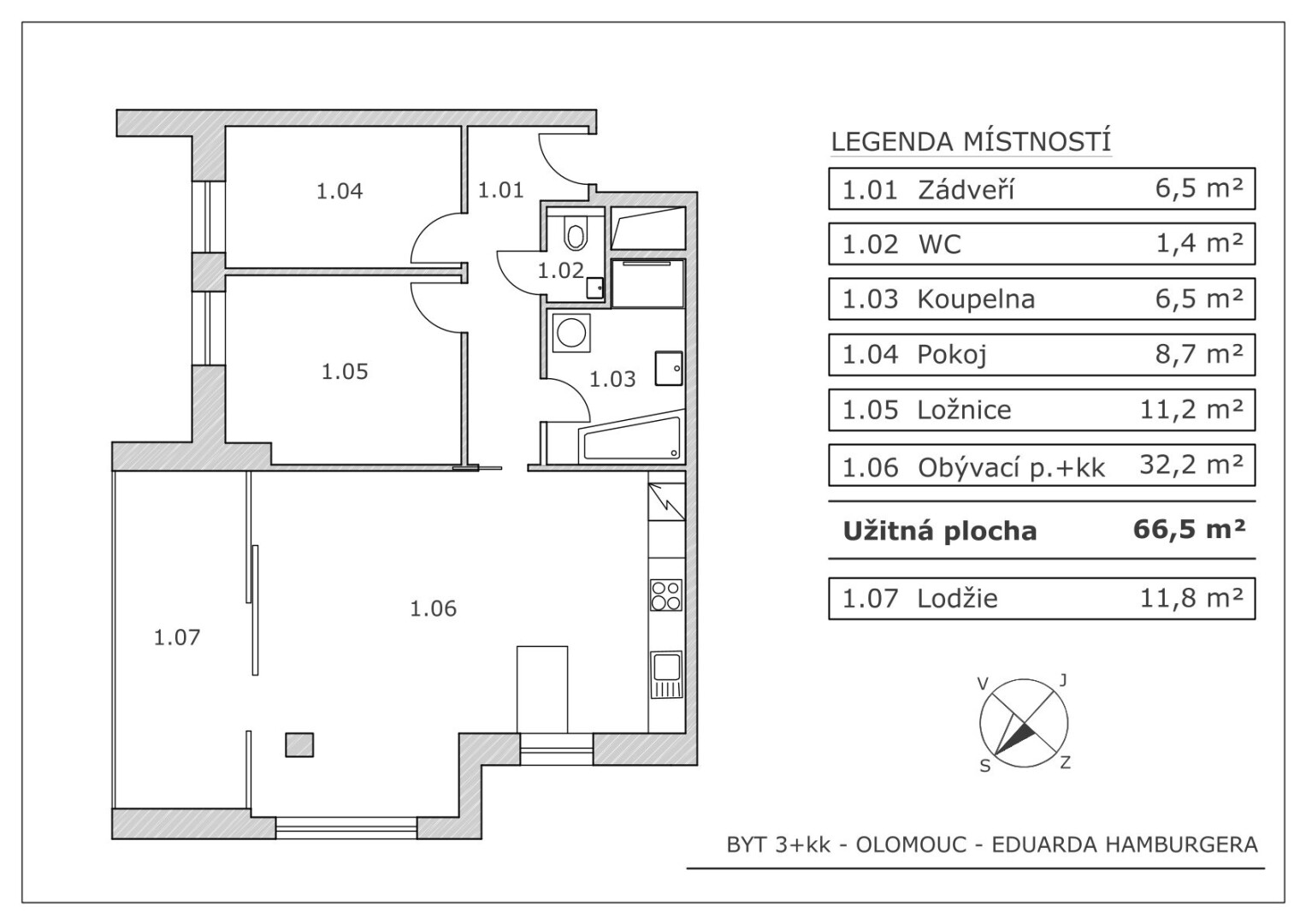 Bytu 3+kk 72,4 m², Olomouc - město