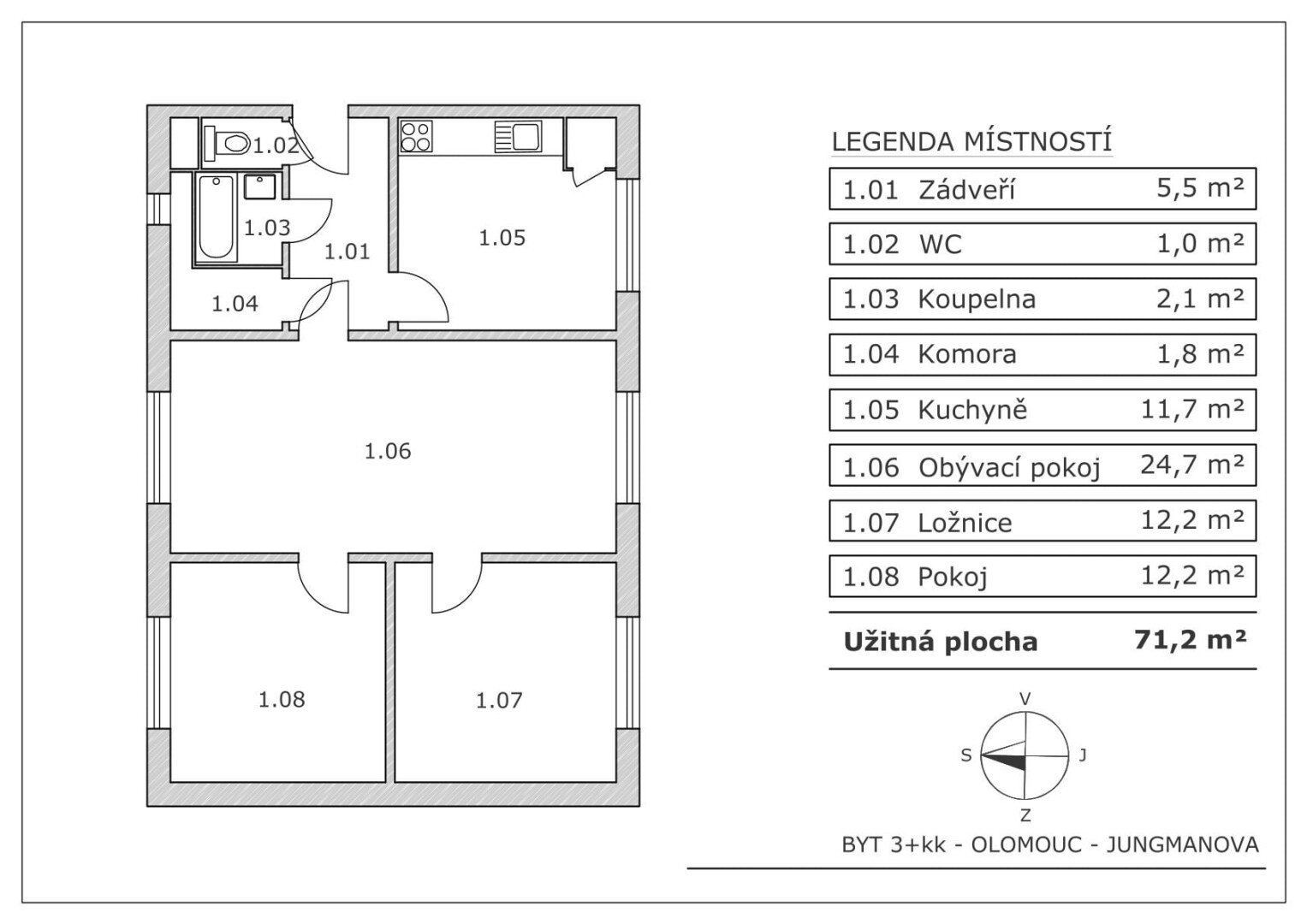 Bytu 3+1 71 m²
